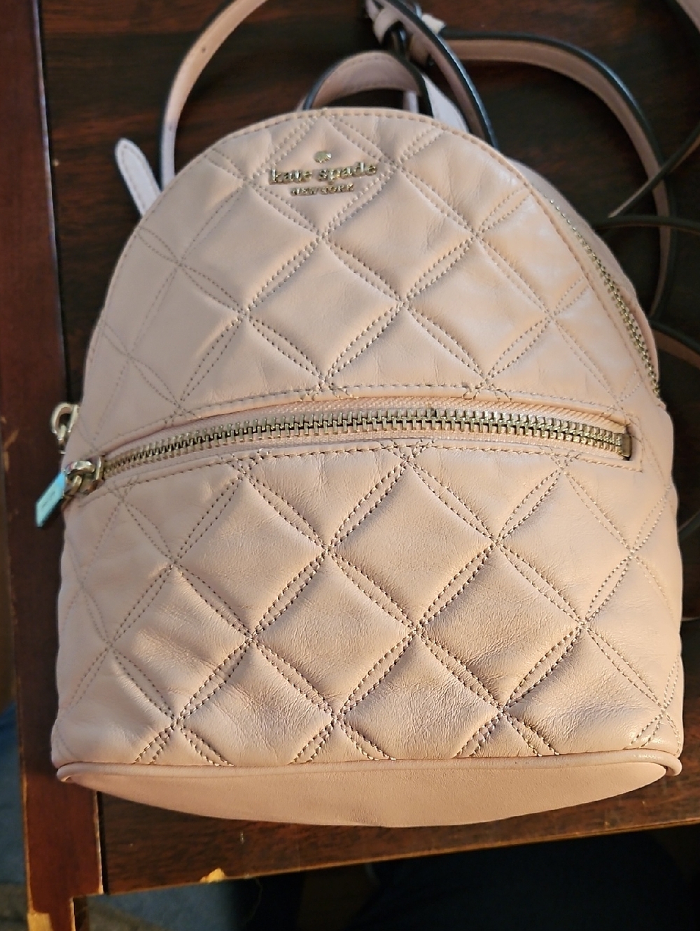 kate spade Quilted Blush Mini Backpack with Gold Hardware